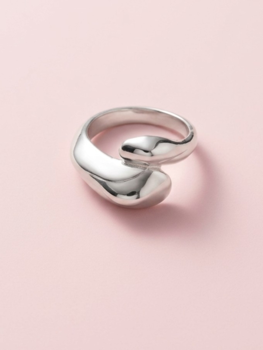 Vintage Polished Silver  Sculptured Modernalist Swirl Ring Size 6